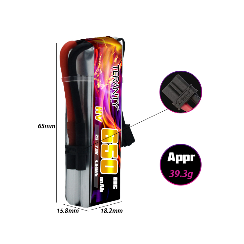 แบตเตอรี่ TERANTY 650mAh 2S 7. - Drone Racing Battery บทวิจารณ์และราคา