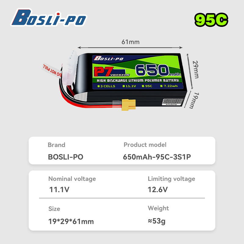 แบตเตอรี่ Boslipo P7 รุ่น 650m - Drone Racing Battery บทวิจารณ์และราคา